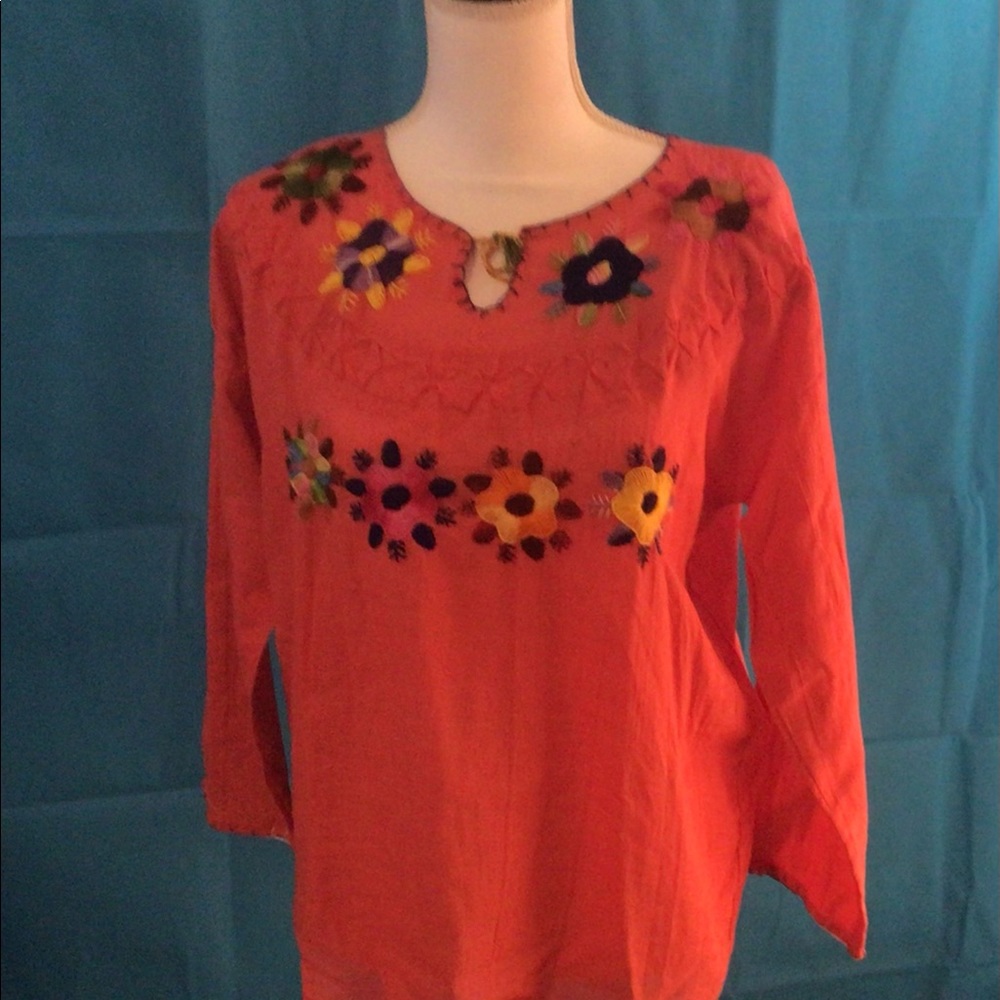 Mexican Embroidered Peasant Style Hand Embroidered Blouses